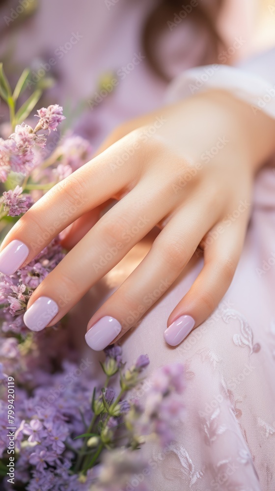 Fototapeta premium purple manicure nail polish treatment, ai