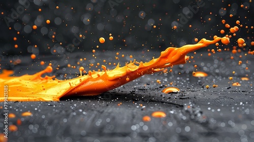  A tight shot of an orange material against a black backdrop, featuring water droplets, and displaying no additional elements