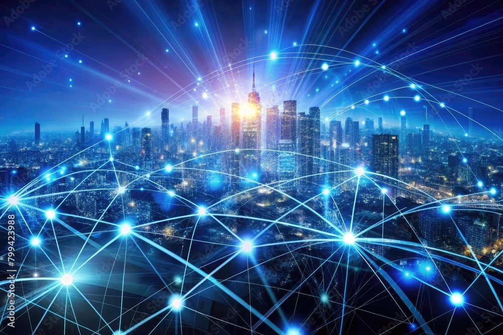 a city skyline with a blue line that says quot internet quot a city skyline with a blue line that says quot internet quot