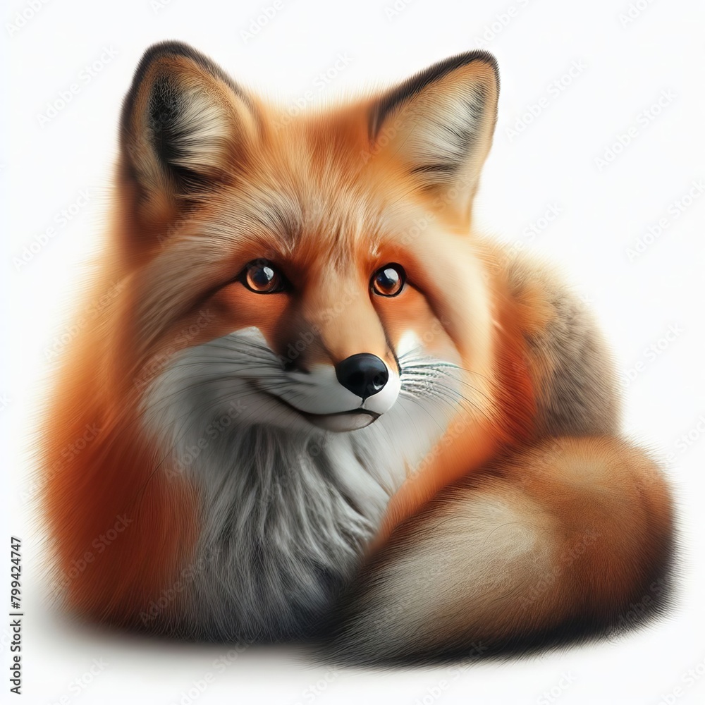 red fox vulpes on white