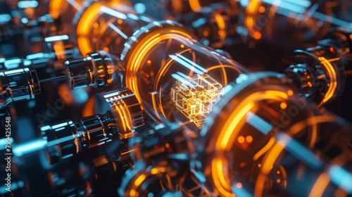 Ethereal Quantum Computing Abstract Qubits Visualization in Futuristic Technology Concept photo