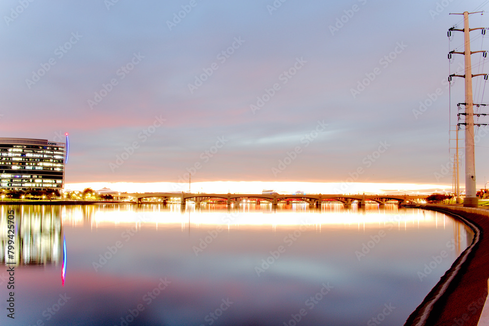Naklejka premium Smooth calm Waters under the Bridge