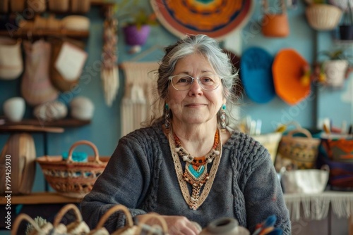 Crafty Creations: Portrait of a Small Business Owner in Handmade Crafts Store
