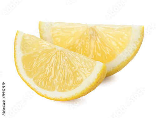 Pieces of fresh lemon isolated on white