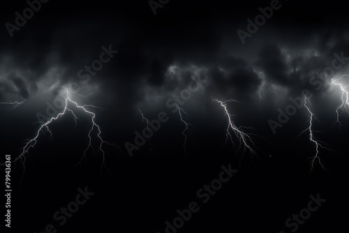 Gray lightning, isolated on a black background vector illustration glowing gray electric flash thunder lighting blank empty pattern with copy space