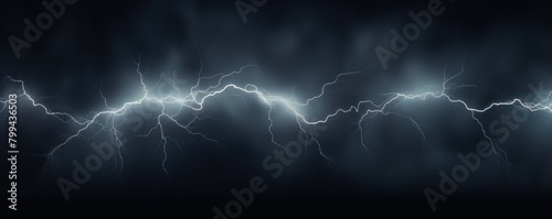 Gray lightning, isolated on a black background vector illustration glowing gray electric flash thunder lighting blank empty pattern with copy space © GalleryGlider