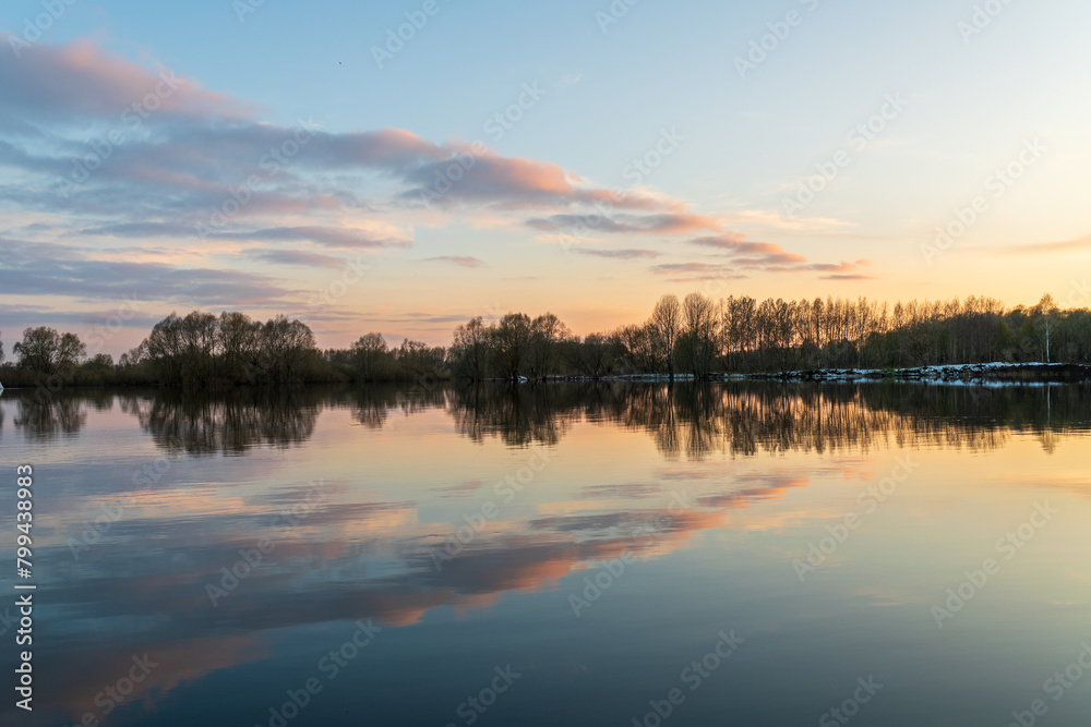 sunset over the lake