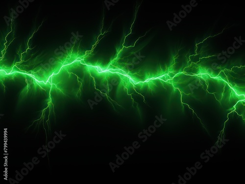 Green lightning, isolated on a black background vector illustration glowing green electric flash thunder lighting blank empty pattern with copy space