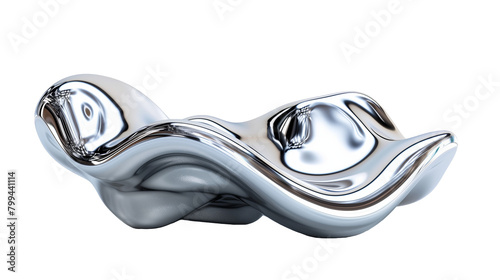 Silver chrome steel wave-shaped object isolated on transparent background