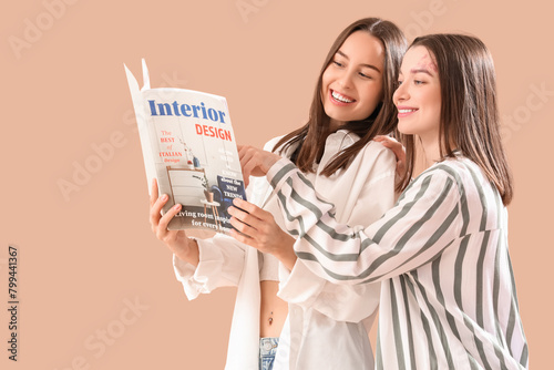Young women reading interio...