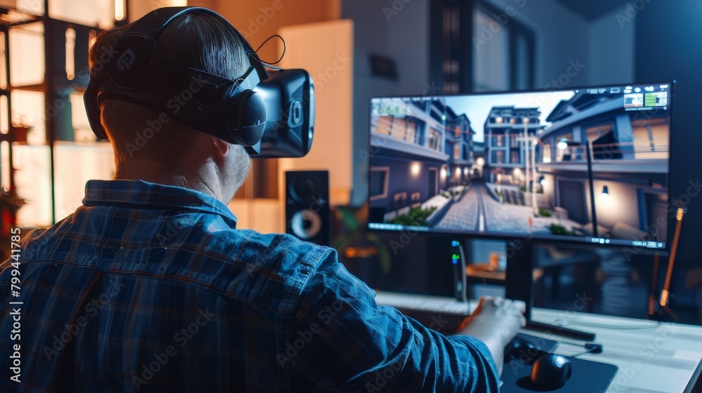 Immersed in Innovation Virtual Reality Developer Creating Gaming Engine Technology Creativity and Progress Immersed in Innovation Virtual Reality Developer Creating Gaming Engine Technology Creativity and Progress