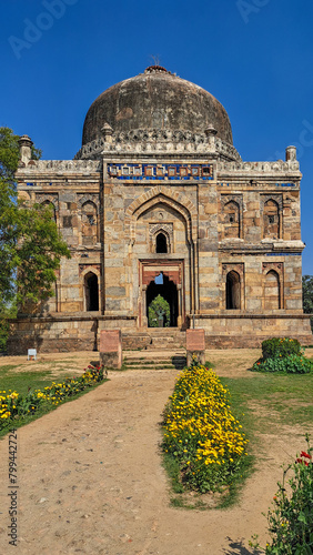 Bara Gumbad is medieval monument in Lodhi Gardens, Delhi, India. Mosque and Mehman Khana of Sikandar Lodhi, ruler of Delhi Sultanate. Constructed in 1490 CE, during the reign of the Lodhi dynasty photo