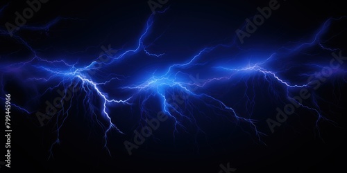 Indigo lightning, isolated on a black background vector illustration glowing indigo electric flash thunder lighting blank empty pattern with copy space © GalleryGlider
