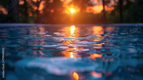 Sun Setting Over Water in Pool © ArtCookStudio