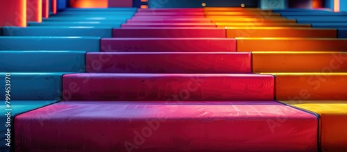 Vibrant Color Illuminating Podium A Stage for Success and Engagement photo