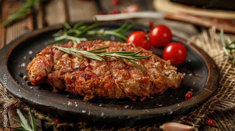 grilled steak on burlap background. selective focus