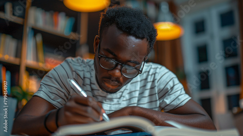 A student diligently revising for exams, displaying persistence in their pursuit of academic excellence despite challenges and obstacles. photo