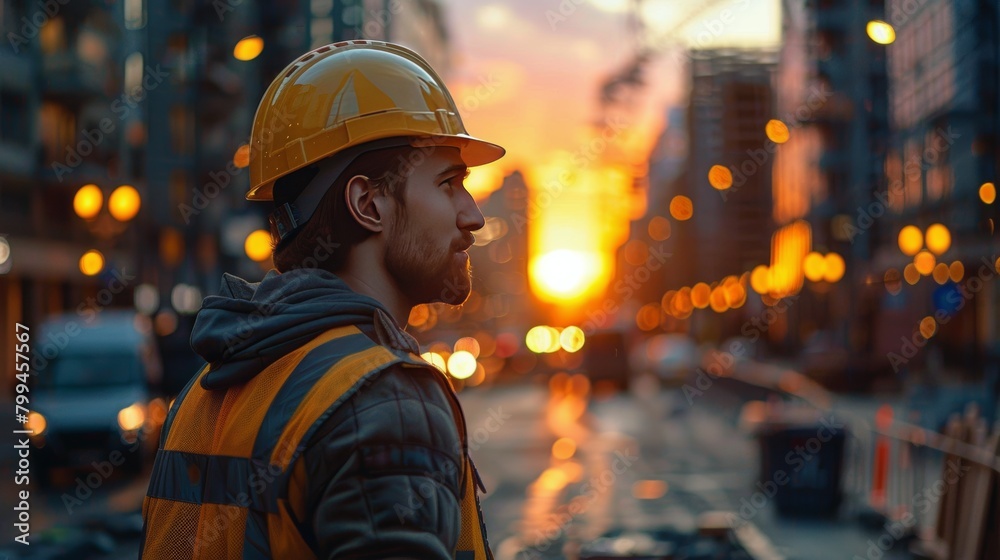 Man Wearing Safety Glasses and Hard Hat Man Wearing Safety Glasses and Hard Hat