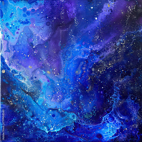 Blue Violet Nebula Watercolor Cosmos