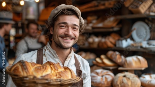Smiling Man With Breads