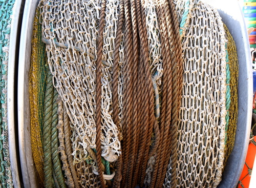 Fischerei, Trommel mit Fischernetzen