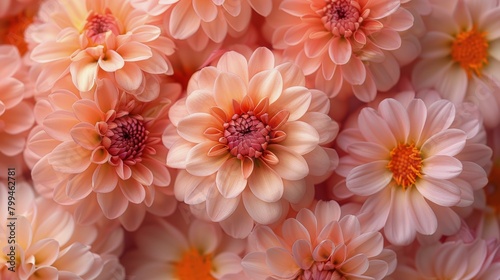 Cluster of Pink Flowers With Orange Centers © ArtCookStudio