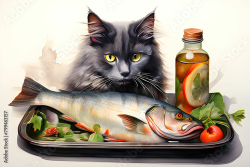 black cat with fish
Generative AI