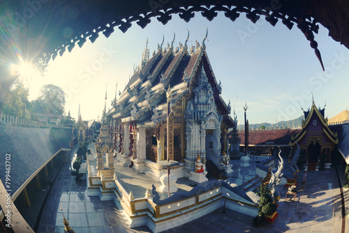 Buddhist church at Wat Phra That Suthon Mongkhon Khiri Samakkhi Tham. It is a temple that has the outstanding feature of being one of the most beautiful collections of applied Lanna art. At Thailand. photo