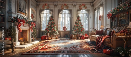 Festive D Rendered Holiday Backdrop Invites Thoughts of Joyful Seasonal