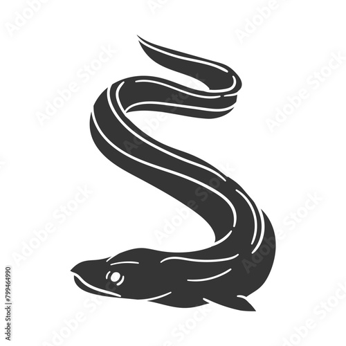 Eel Icon Silhouette Illustration. Animal Vector Graphic Pictogram Symbol Clip Art. Doodle Sketch Black Sign.