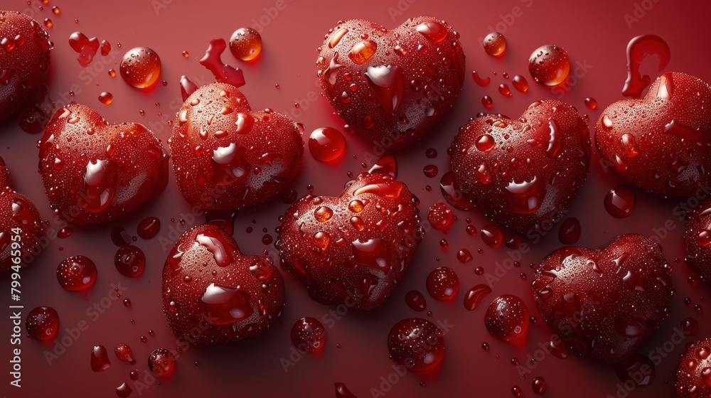 Group of Red Hearts on Red Surface Group of Red Hearts on Red Surface