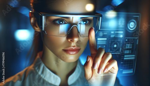R&D centre image with portrait of engineers wearing protection glasses researching new energy sources and tech
