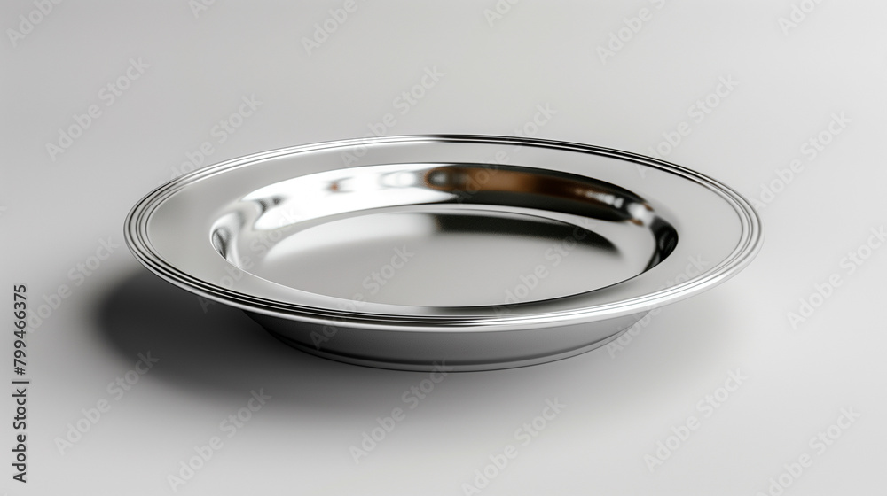 Silver serving dish isolated on white background Silver serving dish isolated on white background
