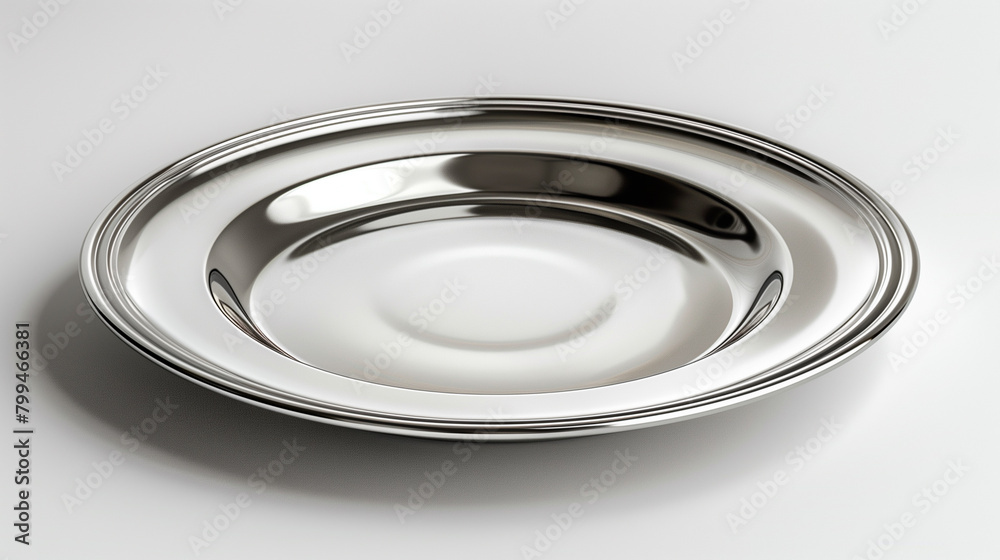 Silver serving dish isolated on white background Silver serving dish isolated on white background