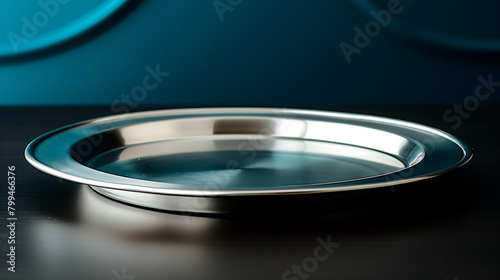 silver serving dish in a modern dining room