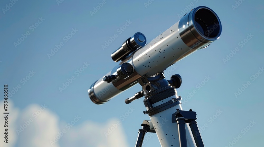Generate a realistic 3D rendering of a telescope isolated