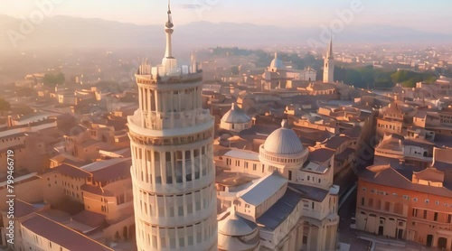 aerial view, tower of pisa. 4k video photo