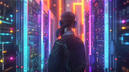 Wallpaper Mural Secure Data Compliance A Cybersecurity Professional Ensuring Regulatory Standards for SEO and AI Servers Back View Torontodigital.ca