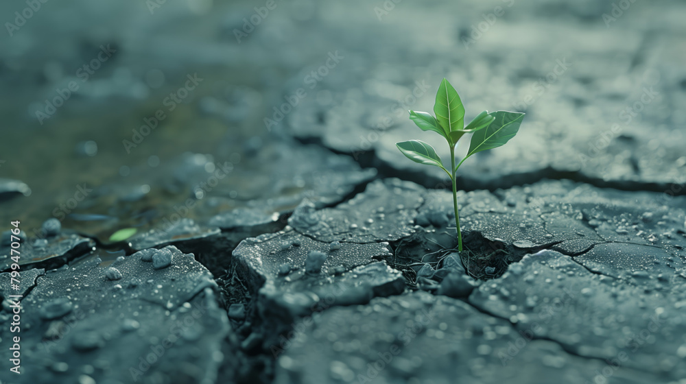 A plant pushing through cracks in concrete, symbolizing resilience and the ability to thrive in even the harshest of environments. A plant pushing through cracks in concrete, symbolizing resilience and the ability to thrive in even the harshest of environments.