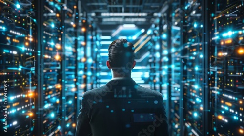 Digital Transformation Bridging the Past and Future with Glowing Servers in Data Center SEO Boost