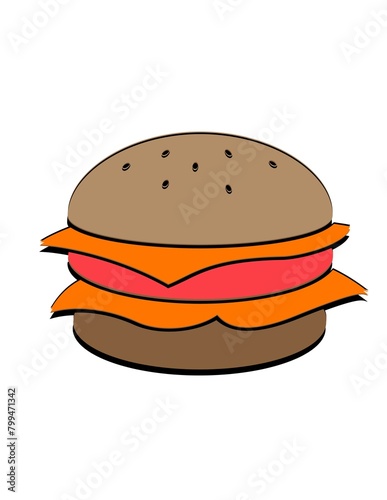 Illustration of cartoon hamburger