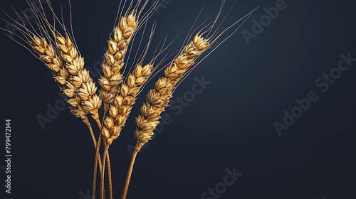 Fresh staple food concept for breakfast cereal icon. Modern one line graphic draw design modern illustration of whole healthy organic wheat grain. photo