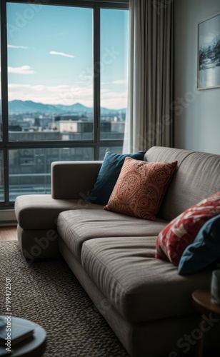 Sofa in living room with copy space interior