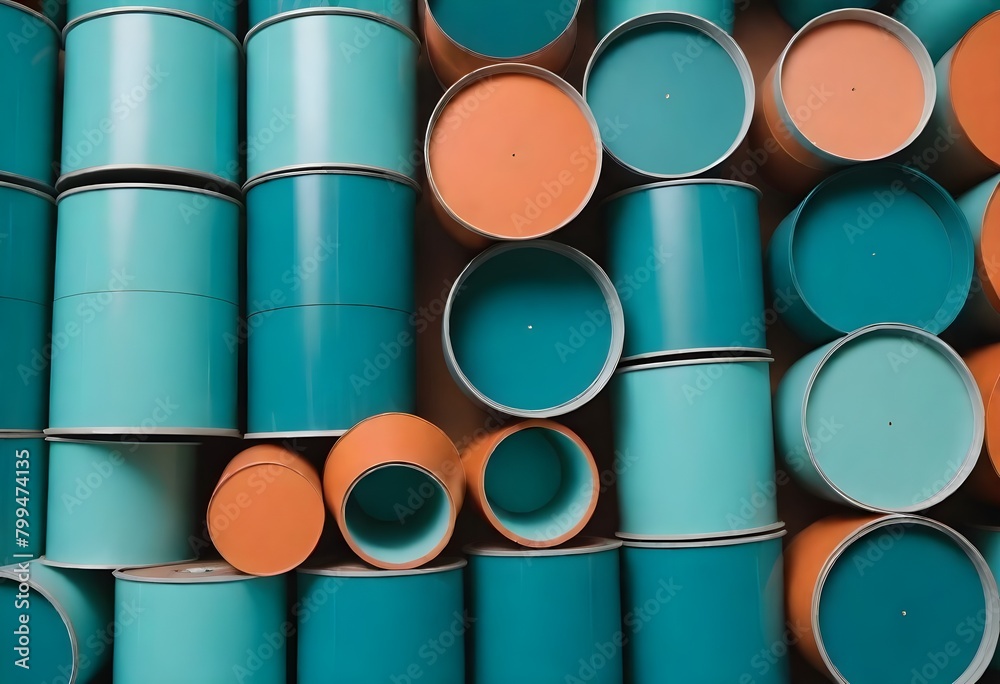 Stacked Blue and Orange Industrial Barrels Ready for Shipment or Storage Stacked Blue and Orange Industrial Barrels Ready for Shipment or Storage