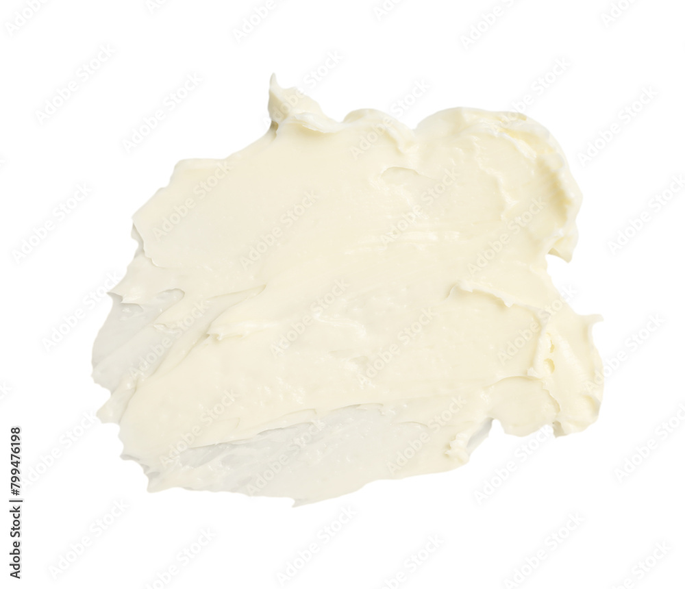 Tasty butter on white background, top view