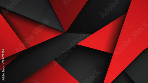 Abstract Geometric Vector Background in Black and Red: A Sophisticated Design with Ample Copy Space photo
