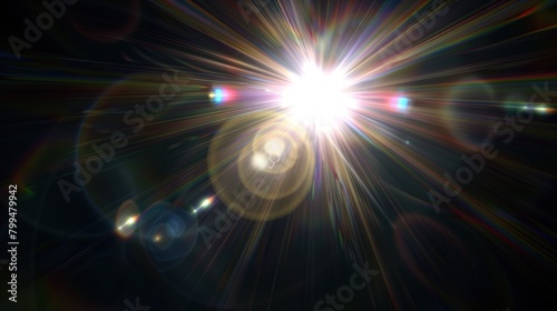 colorful light explosions forming abstract stars on black background