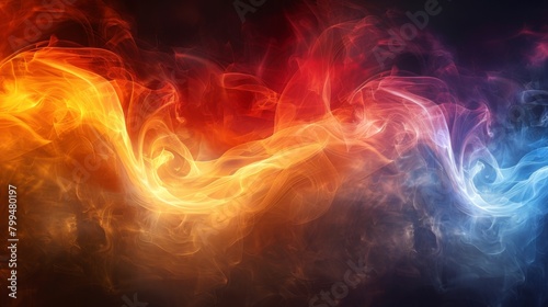 A close up of a colorful flame with the colors blue, red and yellow, AI
