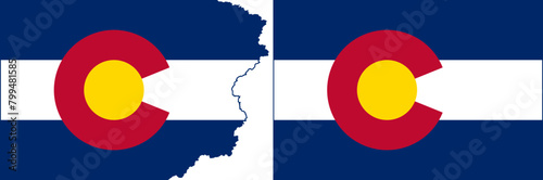 Colorado flags vector. Standard flag and with torn edges