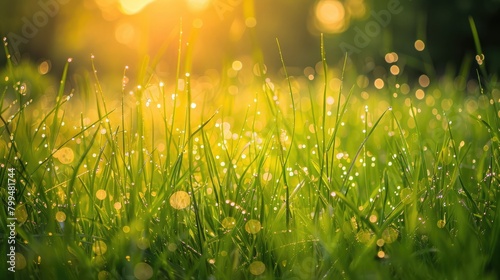 grass with dew nature background